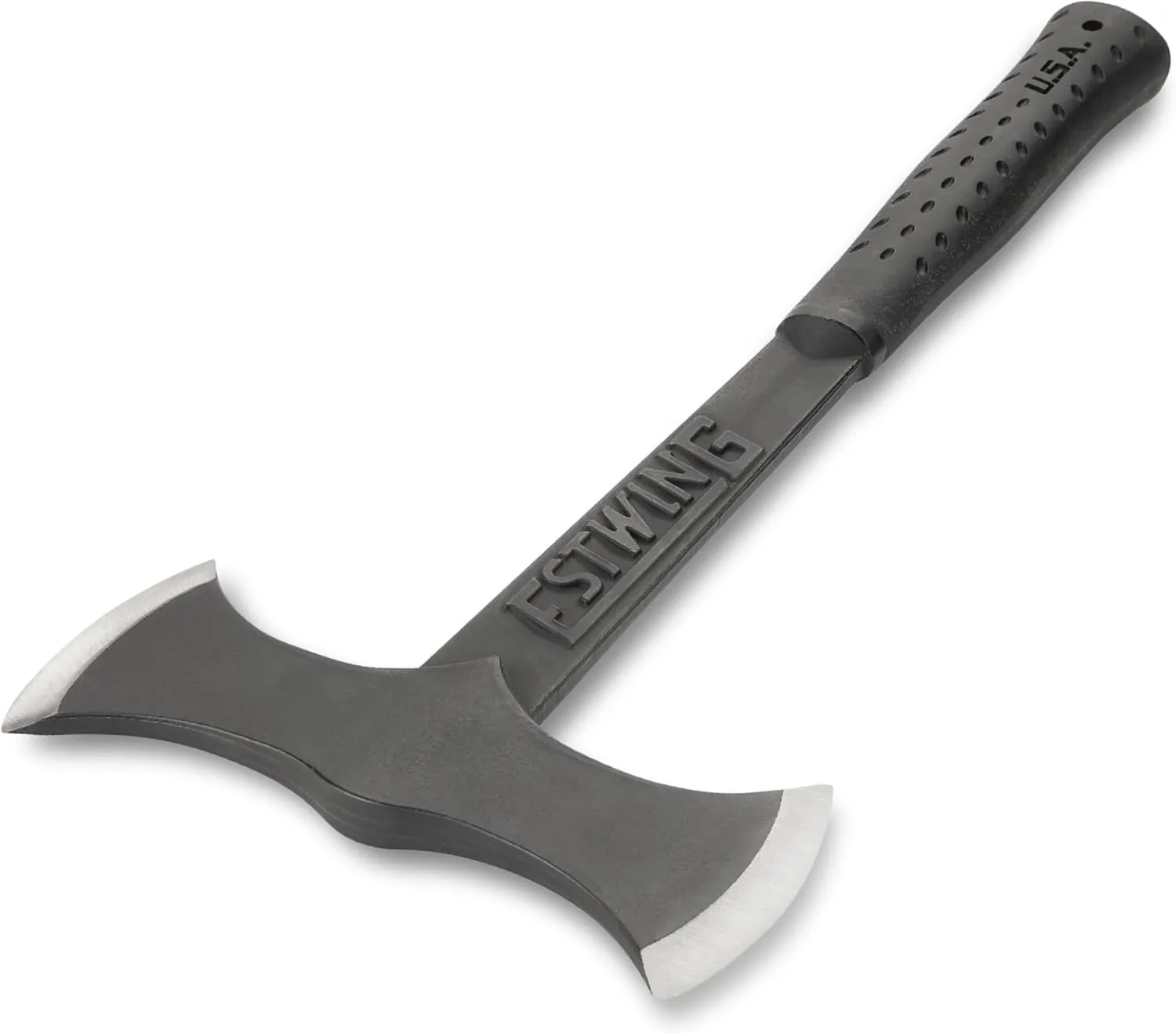 ESTWING Double Bit Axe - 38 oz Wood Spitting Tool with Forged Steel Construction & Shock Reduction Grip - EBDBA