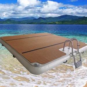 EVA Wood Grain Anti-Slip Mat, Inflatable Floating Platform for Offshore Yacht Dock, Inflatable Water Mat, Fishing Platform Boat,3 * 3m/9.8 * 9.8ft