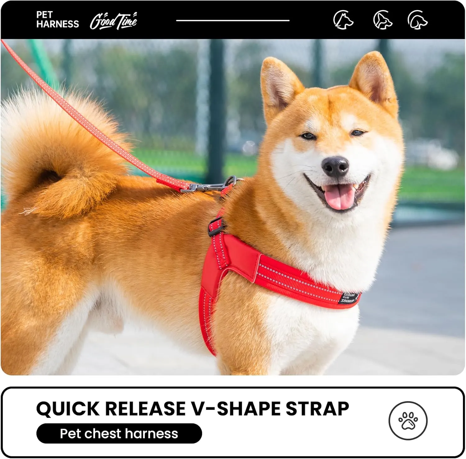 EXCELLENT ELITE SPANKER No Pull Dog Harness Step-in Adjustable Reflective Vest Soft Padded Easy Pet Chest Strap with Leash Clips for Small Medium Large Dogs Walking Training(Red-M)