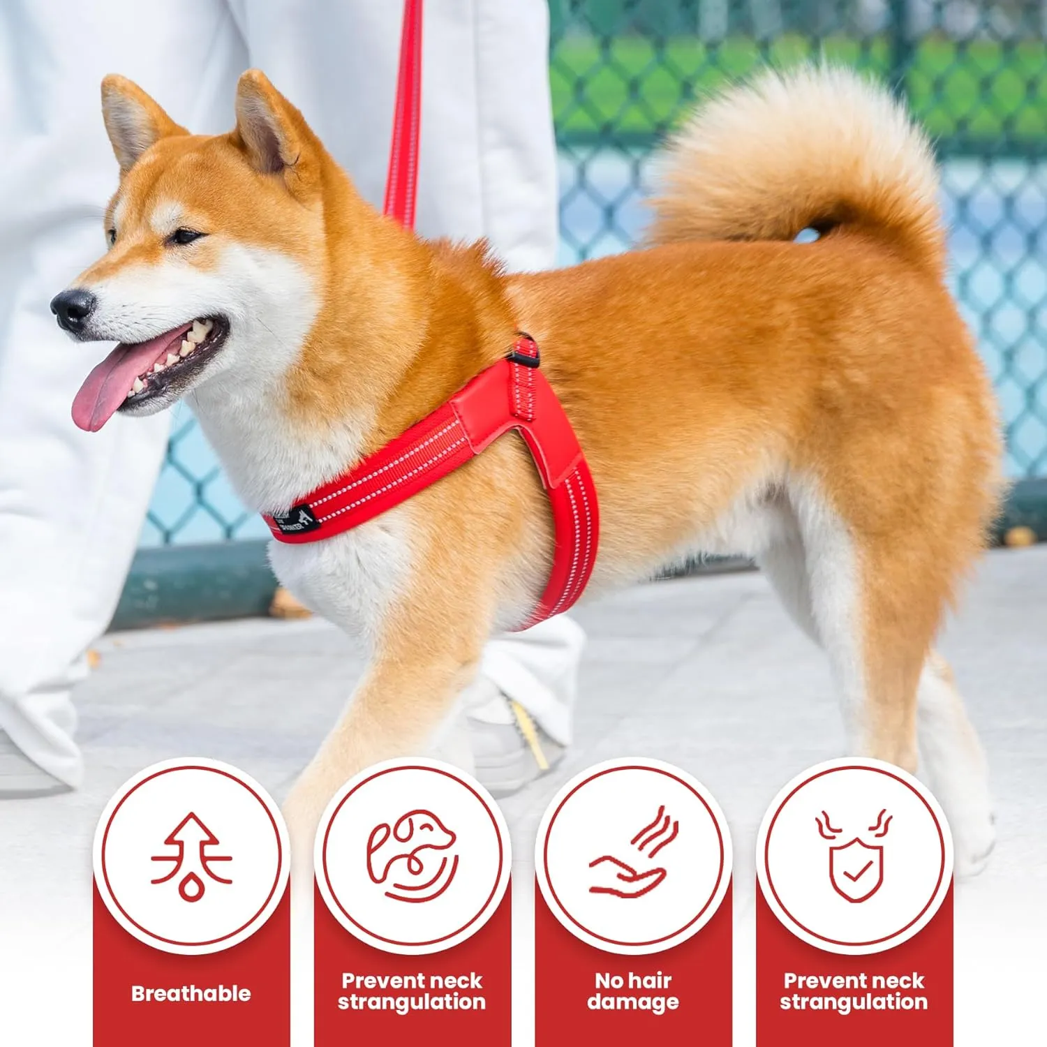 EXCELLENT ELITE SPANKER No Pull Dog Harness Step-in Adjustable Reflective Vest Soft Padded Easy Pet Chest Strap with Leash Clips for Small Medium Large Dogs Walking Training(Red-M)