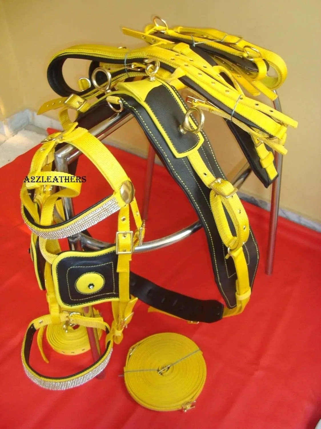 Exclusive Yellow/Black Synthetic Nylon Driving Harnes For Single Horse in 4 Size