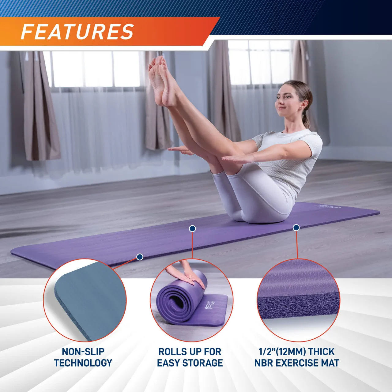 Exercise Mat 1/2" (12mm) thickness in multiple colors | MAT-12 Circuit Fitness