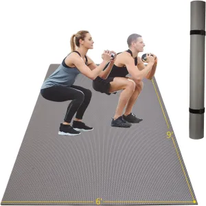 Extra Thick Large Gsmmatwin Exercise Mat 9'x6'/8'x6'/7'x5'/6'x4'(7mm) for Home Gym, Non-Slip Pro Workout Mat, Ideal for Plyo, Weights, MMA, Jump Rope, Cardio, Fitness, Shoe Friendly
