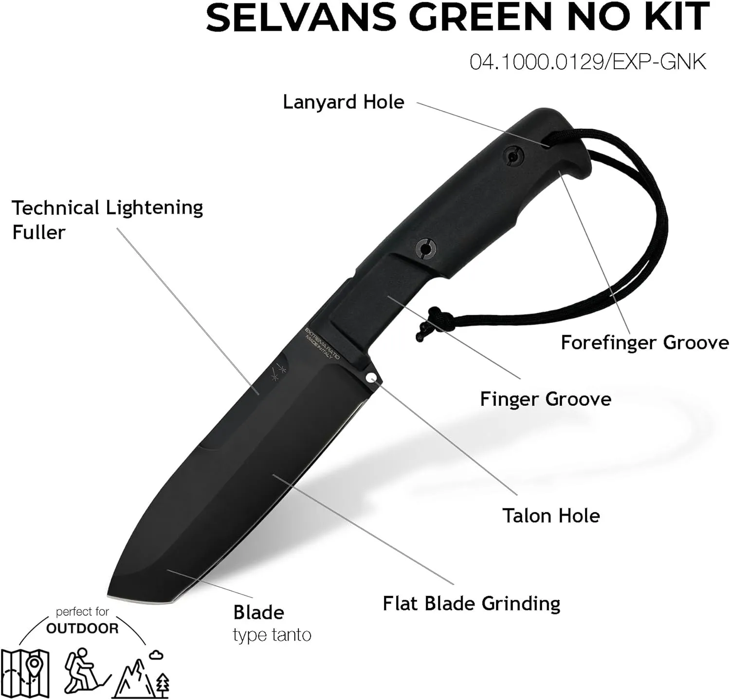 Extrema Ratio - Selvans (Green) Fixed Blade Knife, Böhler N690 Steel Blade Hardened to 58 HRC, Burnished Finish, Full-Tang Design, Ergonomic Forprene Handle, Precision Handcrafted in Italy, Heavy-Duty Outdoor Knife