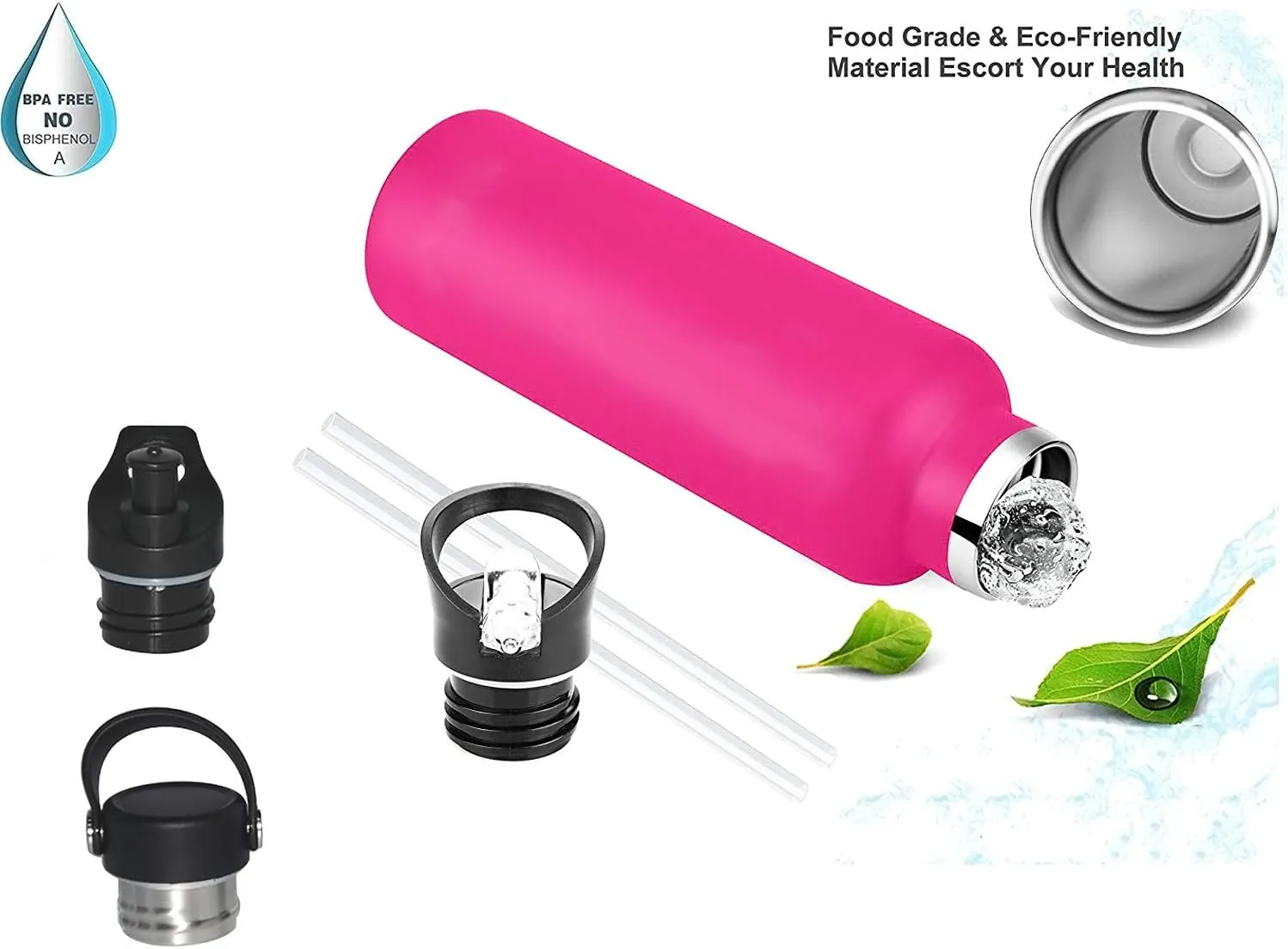Ezprogear Stainless Steel Water Bottle Double Wall Vacuum Insulated (34 oz, Pink)