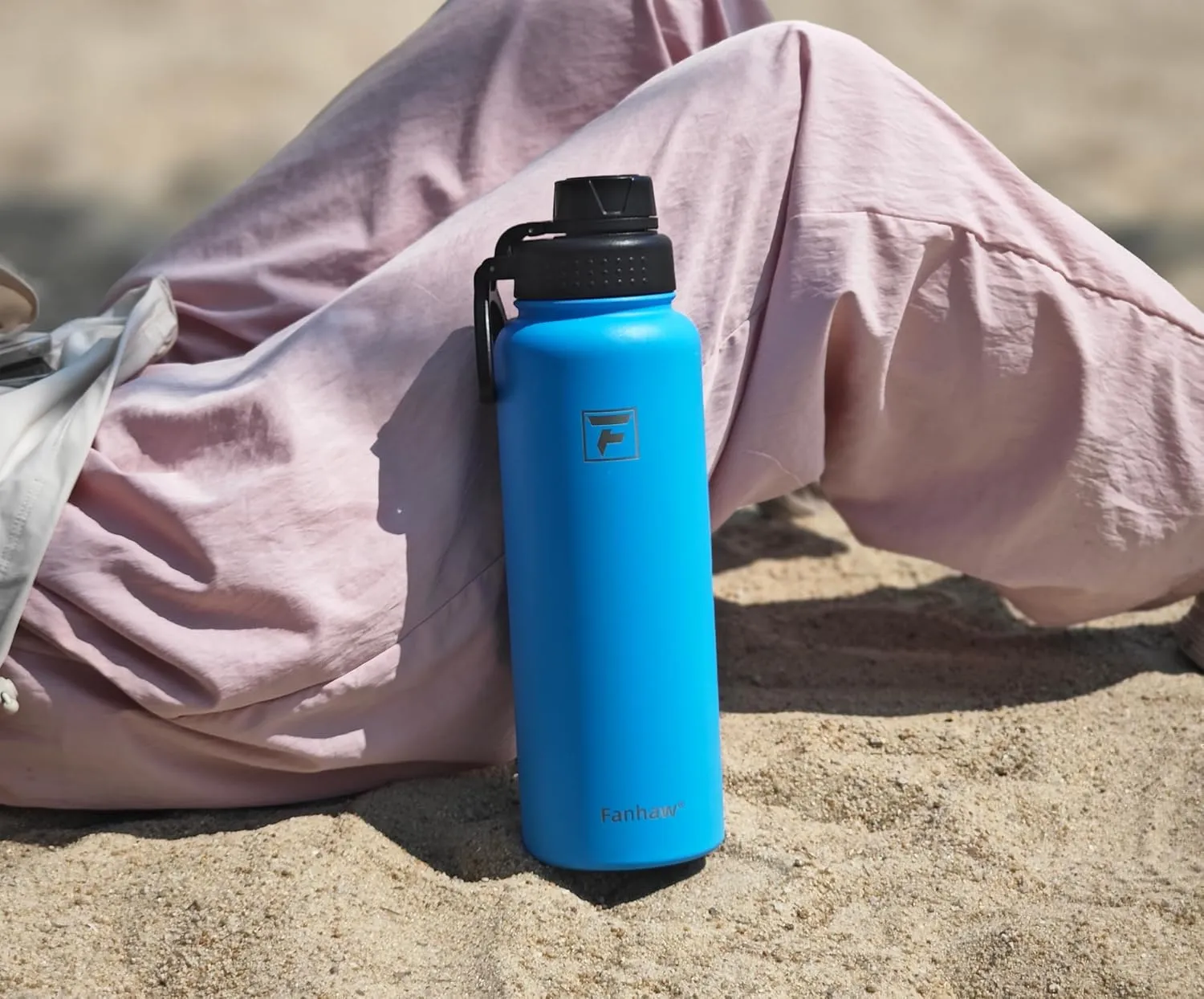 Fanhaw 32 oz Stainless Steel Insulated Water Bottle with 3 Lids (Straw, Spout and Carabiner Lid) - Wide Mouth Travel Thermal Mug (Red)