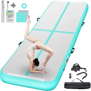 FBSPORT Inflatable Air Gymnastics Mat Training Mats 4/8 inches Thickness Gymnastics Tracks for Home Use/Training/Cheerleading/Yoga/Water with Pump