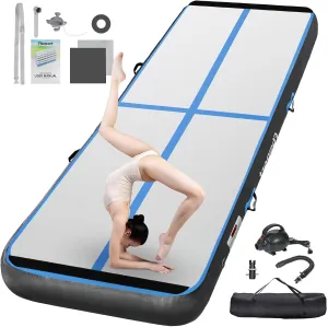 FBSPORT Inflatable Air Gymnastics Mat Training Mats 4/8 inches Thickness Gymnastics Tracks for Home Use/Training/Cheerleading/Yoga/Water with Pump