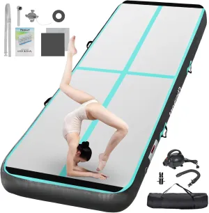 FBSPORT Inflatable Air Gymnastics Mat Training Mats 4/8 inches Thickness Gymnastics Tracks for Home Use/Training/Cheerleading/Yoga/Water with Pump