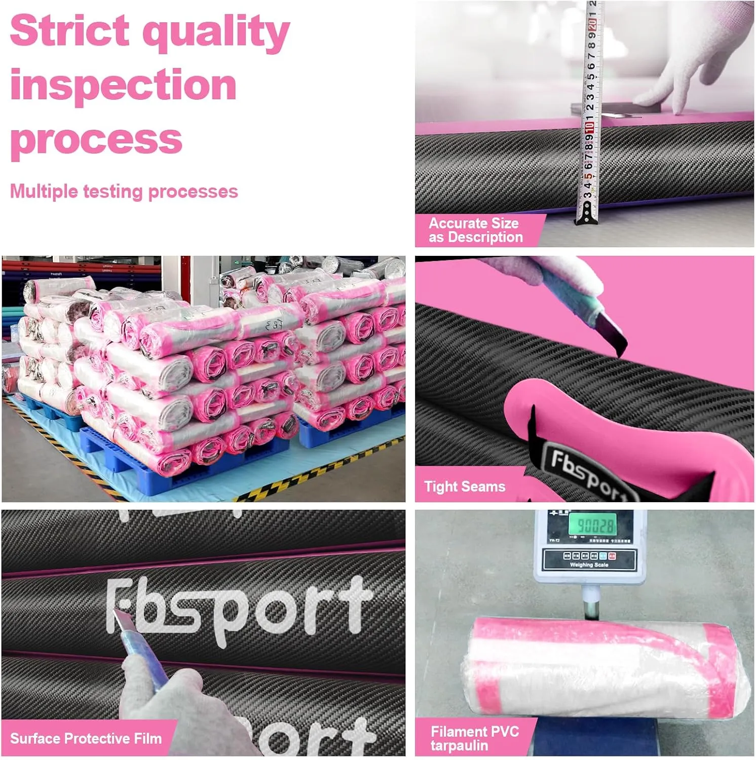 FBSPORT Inflatable Air Gymnastics Mat Training Mats 4/8 inches Thickness Gymnastics Tracks for Home Use/Training/Cheerleading/Yoga/Water with Pump