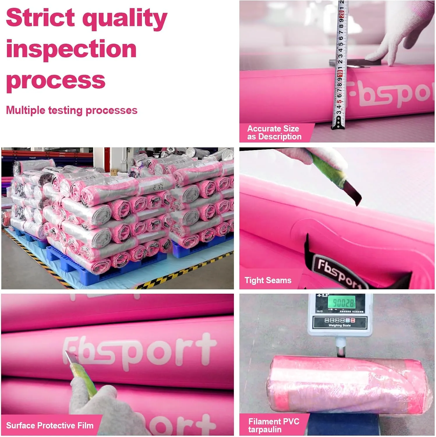 FBSPORT Inflatable Air Gymnastics Mat Training Mats 4/8 inches Thickness Gymnastics Tracks for Home Use/Training/Cheerleading/Yoga/Water with Pump
