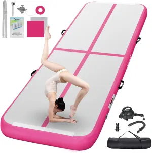 FBSPORT Inflatable Air Gymnastics Mat Training Mats 4/8 inches Thickness Gymnastics Tracks for Home Use/Training/Cheerleading/Yoga/Water with Pump