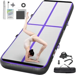 FBSPORT Inflatable Air Gymnastics Mat Training Mats 4/8 inches Thickness Gymnastics Tracks for Home Use/Training/Cheerleading/Yoga/Water with Pump