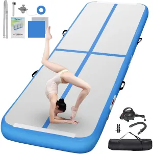 FBSPORT Inflatable Air Gymnastics Mat Training Mats 4/8 inches Thickness Gymnastics Tracks for Home Use/Training/Cheerleading/Yoga/Water with Pump