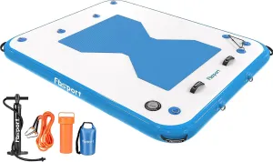 FBSPORT Inflatable Floating Dock, 8ft/6ft Inflatable Swim Platform Dock for Lake, Inflatable Water Floating Dock Mat with Non-Slip Surface, Floating Platform for Pool