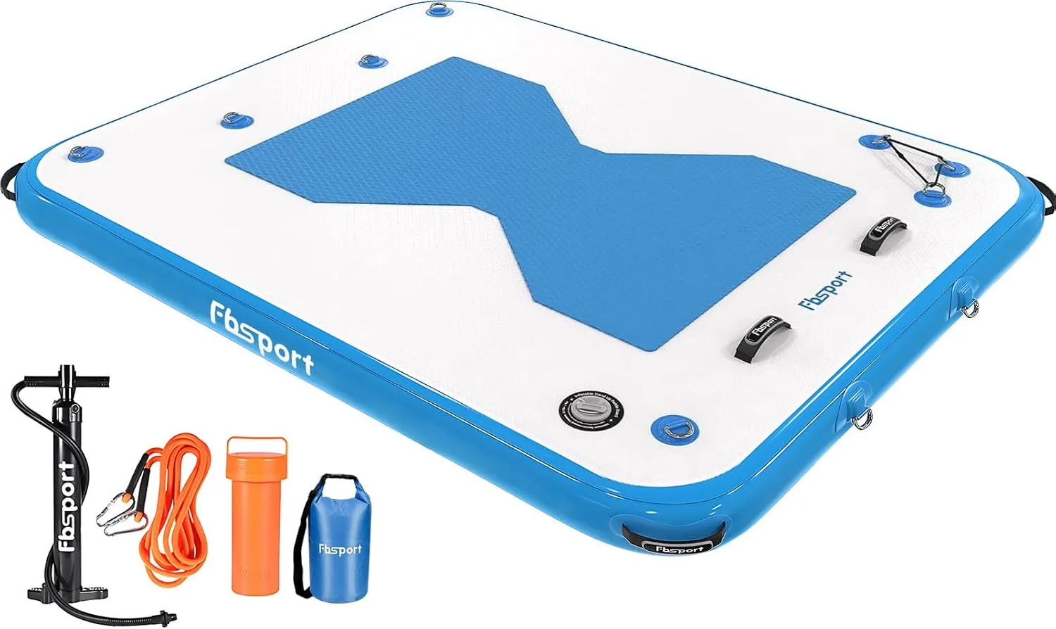 FBSPORT Inflatable Floating Dock, 8ft/6ft Inflatable Swim Platform Dock for Lake, Inflatable Water Floating Dock Mat with Non-Slip Surface, Floating Platform for Pool