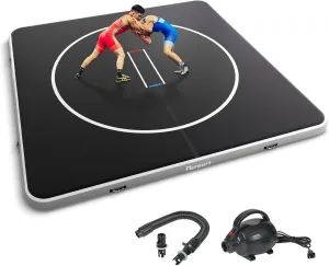 FBSPORT Inflatable Wrestling Mat 13ft /10ft /5ft, Outdoor and Indoor PVC Jiu Jitsu Mats, Gymnastics Training Mat Foldable for BJJ, MMA, Martial Art, Boxing, Grappling and Judo