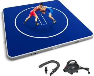 FBSPORT Inflatable Wrestling Mat 13ft /10ft /5ft, Outdoor and Indoor PVC Jiu Jitsu Mats, Gymnastics Training Mat Foldable for BJJ, MMA, Martial Art, Boxing, Grappling and Judo