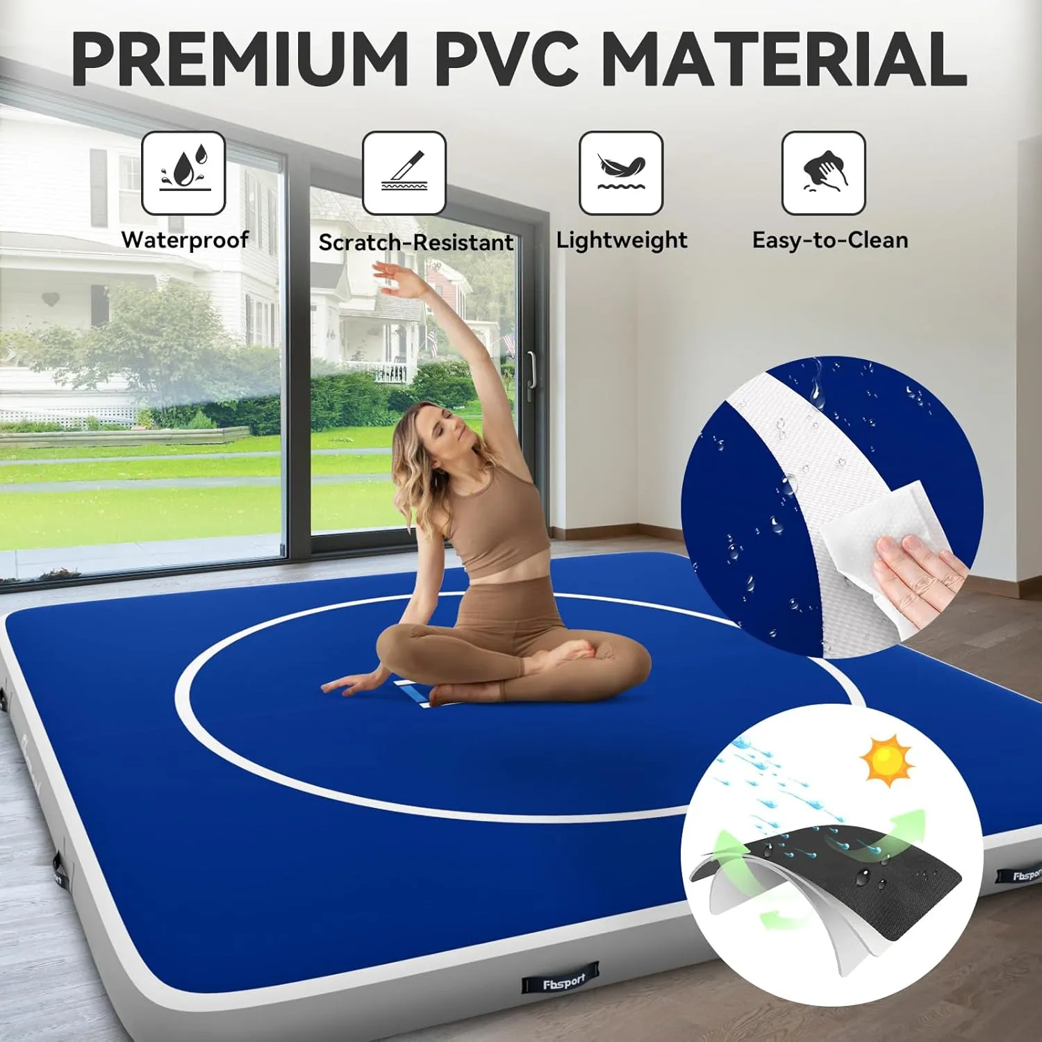 FBSPORT Inflatable Wrestling Mat 13ft /10ft /5ft, Outdoor and Indoor PVC Jiu Jitsu Mats, Gymnastics Training Mat Foldable for BJJ, MMA, Martial Art, Boxing, Grappling and Judo