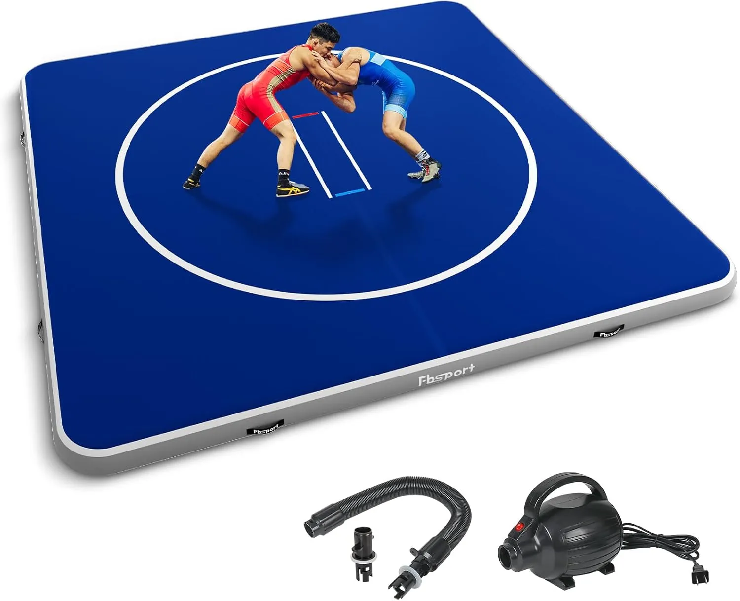 FBSPORT Inflatable Wrestling Mat 13ft /10ft /5ft, Outdoor and Indoor PVC Jiu Jitsu Mats, Gymnastics Training Mat Foldable for BJJ, MMA, Martial Art, Boxing, Grappling and Judo