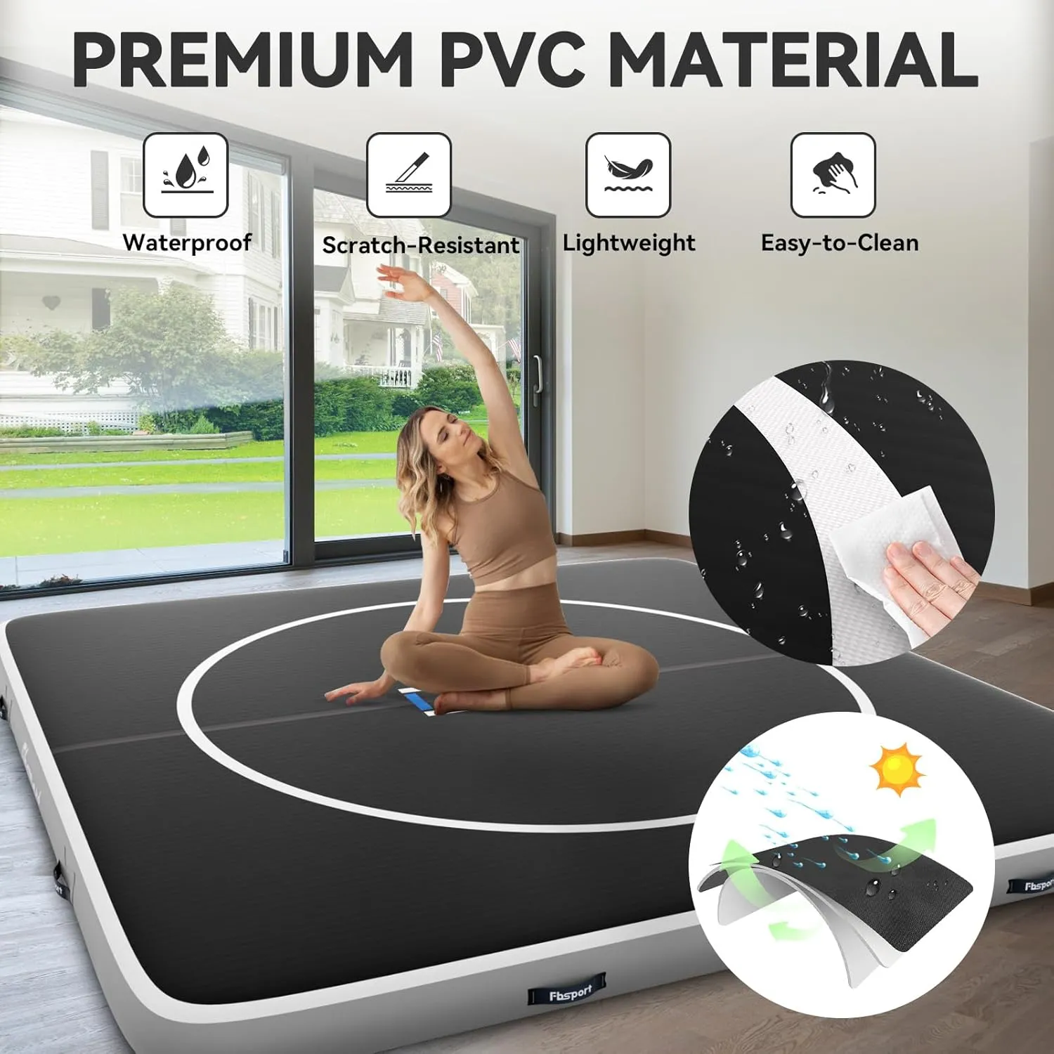 FBSPORT Inflatable Wrestling Mat 13ft /10ft /5ft, Outdoor and Indoor PVC Jiu Jitsu Mats, Gymnastics Training Mat Foldable for BJJ, MMA, Martial Art, Boxing, Grappling and Judo