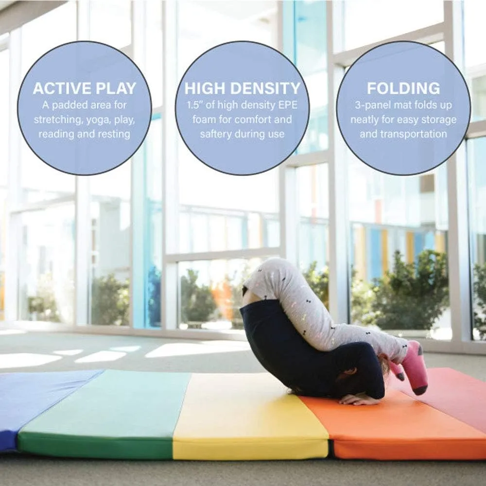 FDP SoftScape 4ft x 6ft Runway Tumbling Mat - Soft, Sturdy Foam, 3-Fold Exercise Mat