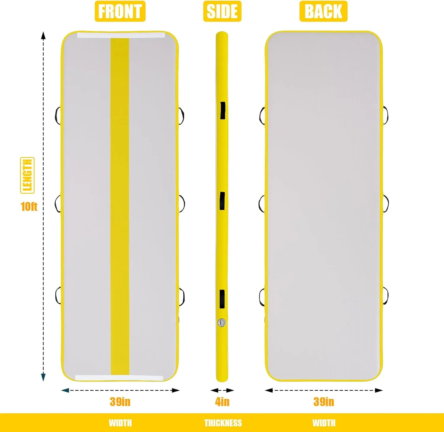 FEATH-R-LITE Gymnastics Mat Inflatable Air Tumble Track 10ft Tumbling Mat 4in Thick Gymnastics Equipment for Kids& Youth
