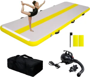 FEATH-R-LITE Gymnastics Mat Inflatable Air Tumble Track 10ft Tumbling Mat 4in Thick Gymnastics Equipment for Kids& Youth