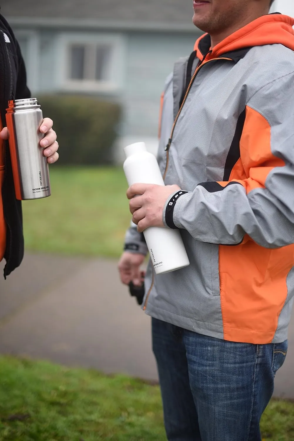 Fifty/Fifty 40oz, Sport Double Wall Vacuum Insulated Water Bottle, Stainless Steel, 3 Finger Cap w/ Wide Mouth, Navy, Navy, 40 oz.
