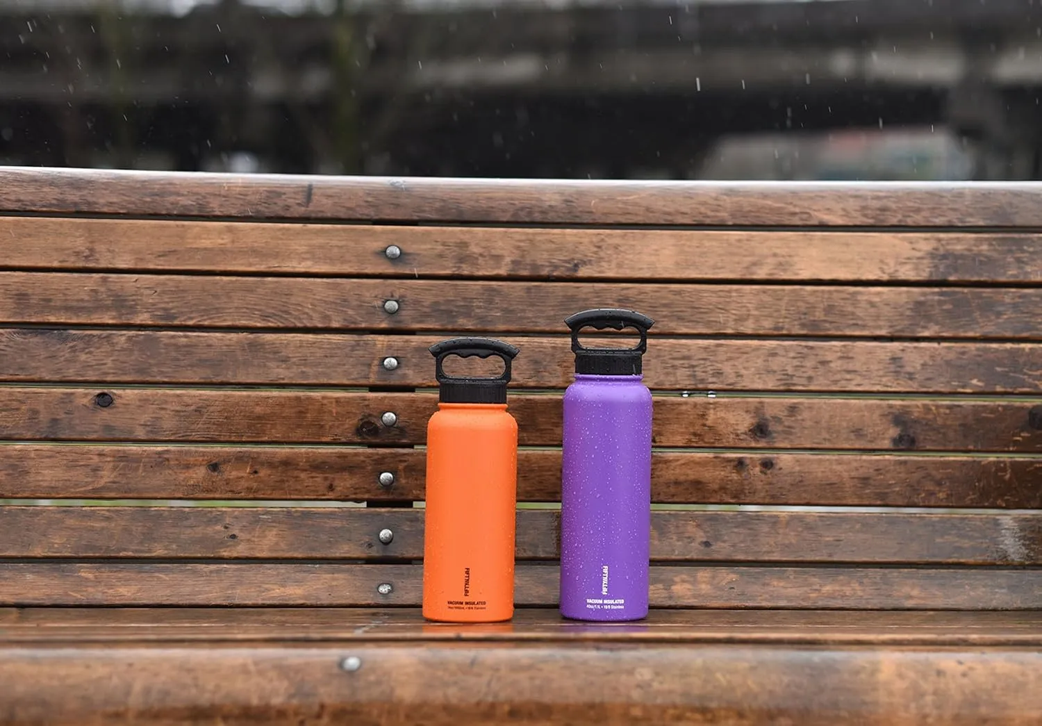 Fifty/Fifty 40oz, Sport Double Wall Vacuum Insulated Water Bottle, Stainless Steel, 3 Finger Cap w/ Wide Mouth, Navy, Navy, 40 oz.