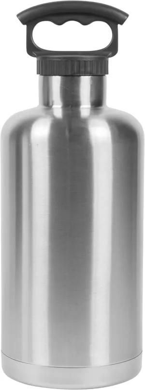 FIFTY/FIFTY Growler, Double Wall Vacuum Insulated Water Bottle, Stainless Steel, 3 Finger Cap w/Standard Top, 64oz/1.9L