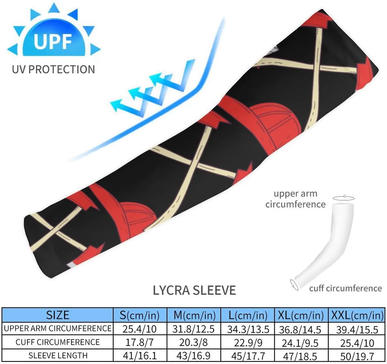 Fire Axe Firefighter Cooling Arm Sleeves for Men Women UV Sun Protection Golf Sports Compression