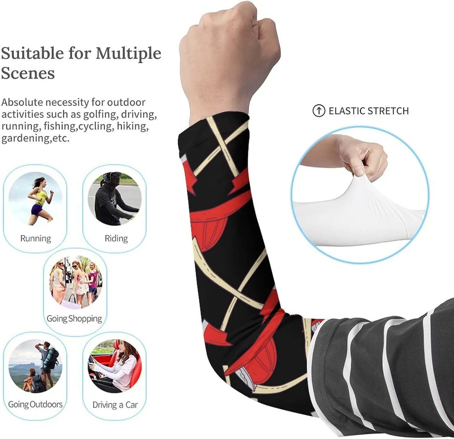 Fire Axe Firefighter Cooling Arm Sleeves for Men Women UV Sun Protection Golf Sports Compression