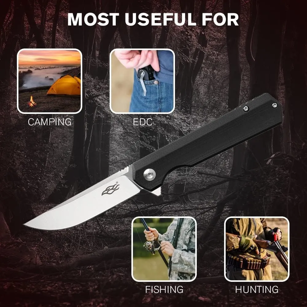 Firebird GANZO FH11S-GB Pocket Folding Knife D2 Steel Blade G10 Anti-Slip Handle with Clip Hunting Fishing Camping Gear Outdoor Folder EDC Pocket Knife (Green)