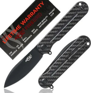 Firebird Ganzo FH922PT-CF Ball Bearing Pocket Folding Knife D2 Stainless Steel Black Blade G10 Anti-Slip Handle with Clip Outdoor Hunting Fishing Hiking Utility Knife Best Gift for Men (Carbon Fiber)