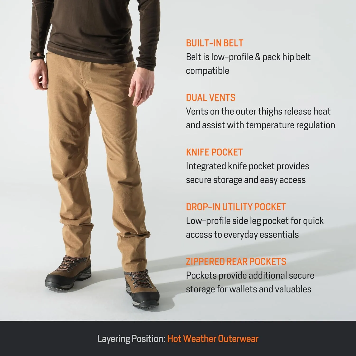 First Lite Men's Trace 5-Pocket Pant - Ultralight Breathable Hunting Pants