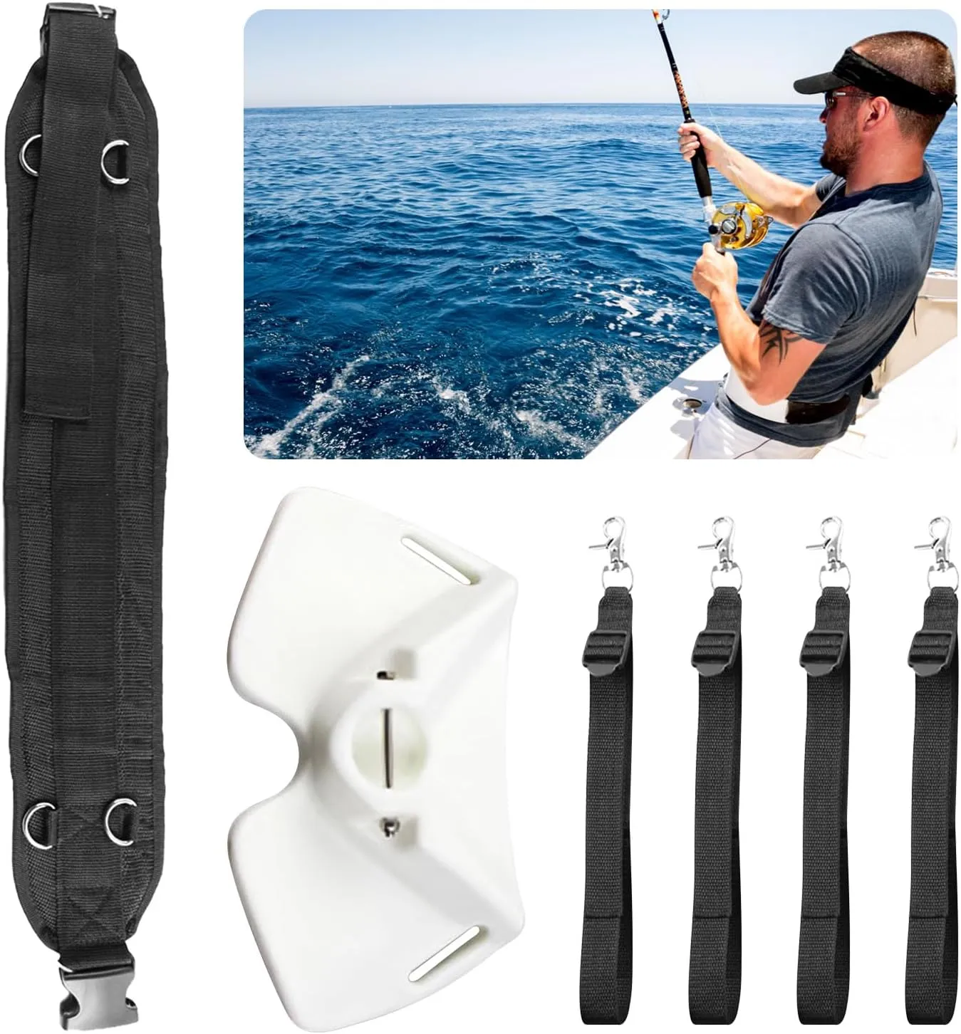 Fishing Belt Rod Holder, Adjustable Fishing Fighting Waist Belt, Great Plastic Material Fighting Belt with EVA Padded