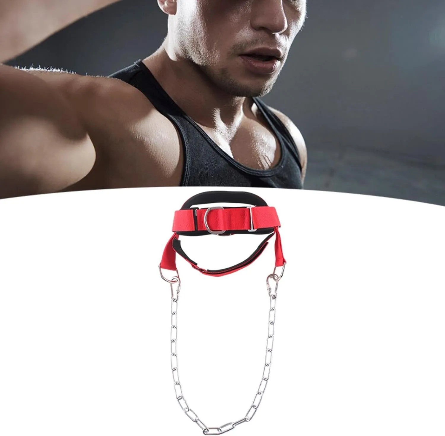 Fitness Neck Harness for Weight Training Wide Padded Strap Adjustable