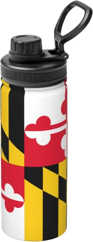 Flag of Maryland Sports Insulated Water Bottle - Premium 18 oz. Stainless Steel Hydration Bottle for Outdoor Enthusiasts