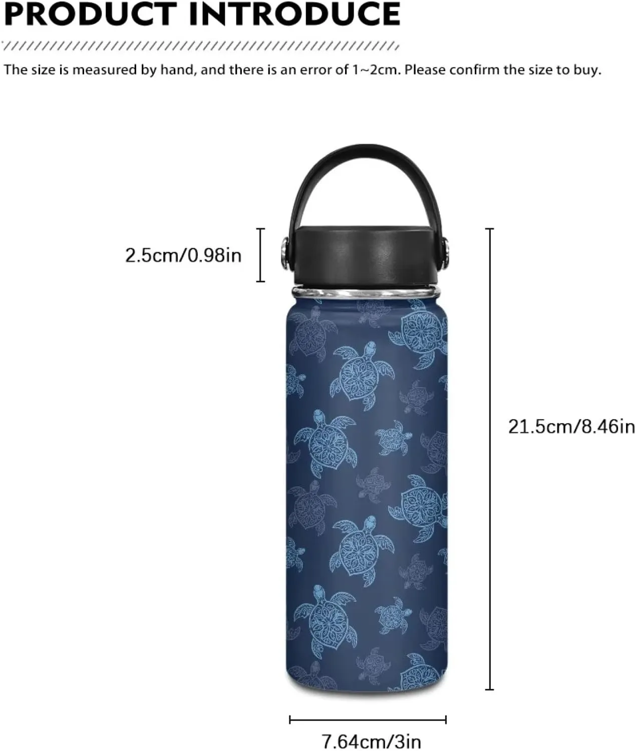 Flask Wide Mouth Bottle for Hot and Cold Drink Coffee Blue Sea Turtle Travel Coffee Flask for Outdoor Sports Stainless Steel Sports Automotive Travel Mug