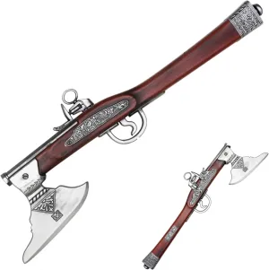 Flintlock Axe-Pistol Replica – 21.5” Historical Foam Weapon for Cosplay, Collectible & Display – 17th & 18th Century-Inspired Hybrid Battle Axe