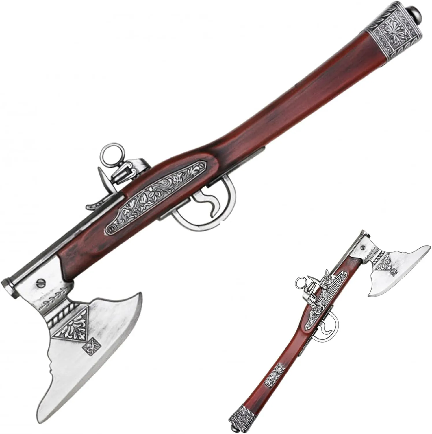 Flintlock Axe-Pistol Replica – 21.5” Historical Foam Weapon for Cosplay, Collectible & Display – 17th & 18th Century-Inspired Hybrid Battle Axe