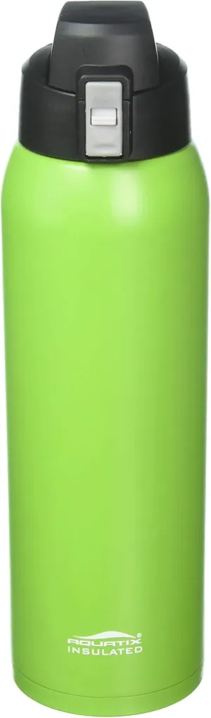 Fliptop Aquatix Double Wall Insulated Ultimate Sport Bottle 32 ounce Lime Green Stainless Steel