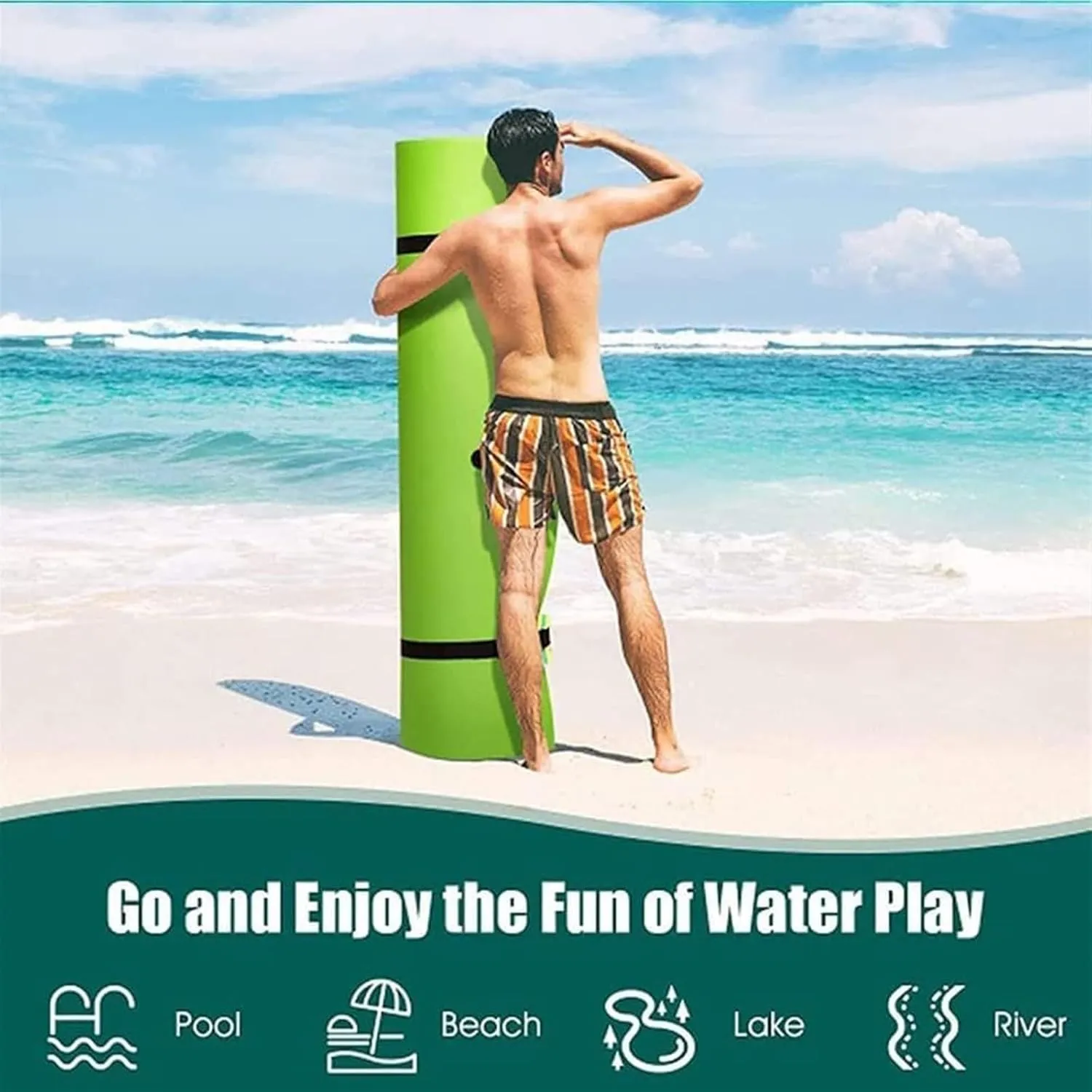 Floating Mat, Floating Water Mat, Foam for Beach, Ocean, Lake, Roll-Up Floating Island for Water Recreation and Relaxing