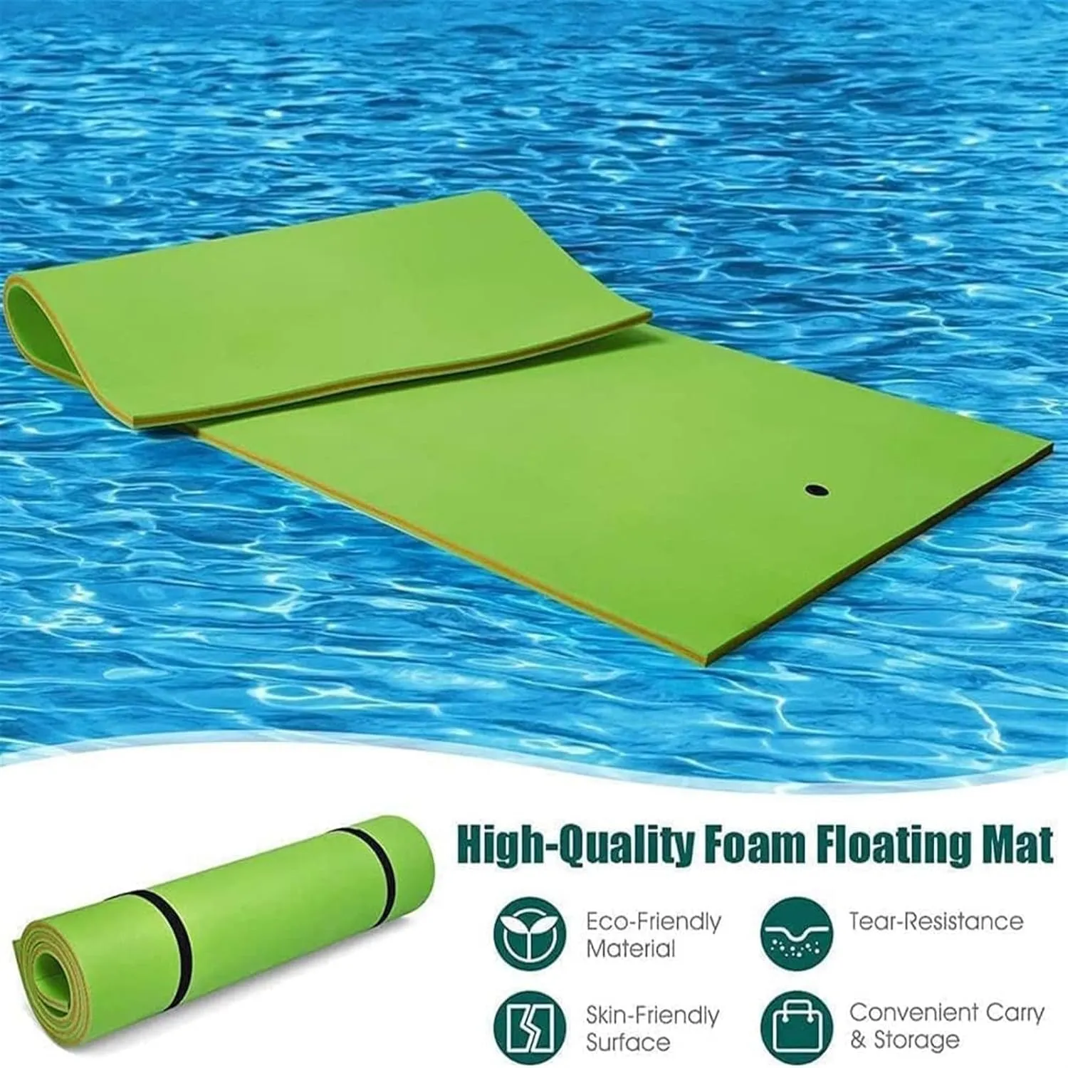 Floating Mat, Floating Water Mat, Foam for Beach, Ocean, Lake, Roll-Up Floating Island for Water Recreation and Relaxing