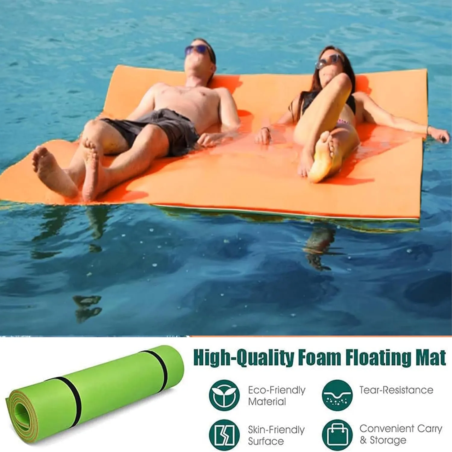 Floating Water Mat,Lily Pad Floating Mat, Tear-Resistant 3-Layer XPE Foam Water Mat, Recreation for Lake Pool River Ocean Boat Outdoor Water Activities