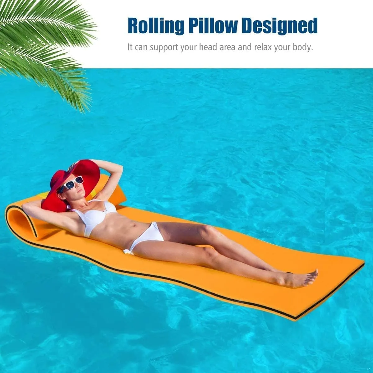 Floating Water Pad Mat,Floating Pad for Lake, Bouncy Tear-Resistant 3-Layer XPE Foam, Roll-Up Floating Island River Rafts for Pool Lake Ocean
