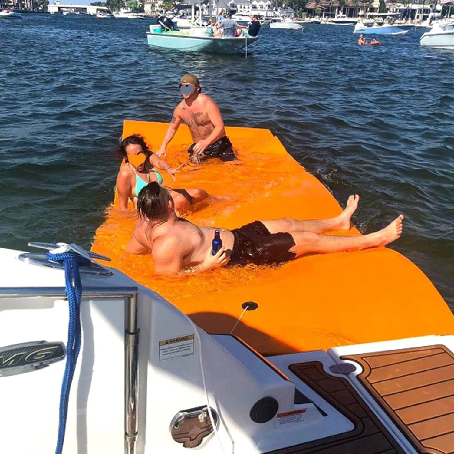 Floating Water Pad Mat,Floating Pad for Lake, Bouncy Tear-Resistant 3-Layer XPE Foam, Roll-Up Floating Island River Rafts for Pool Lake Ocean