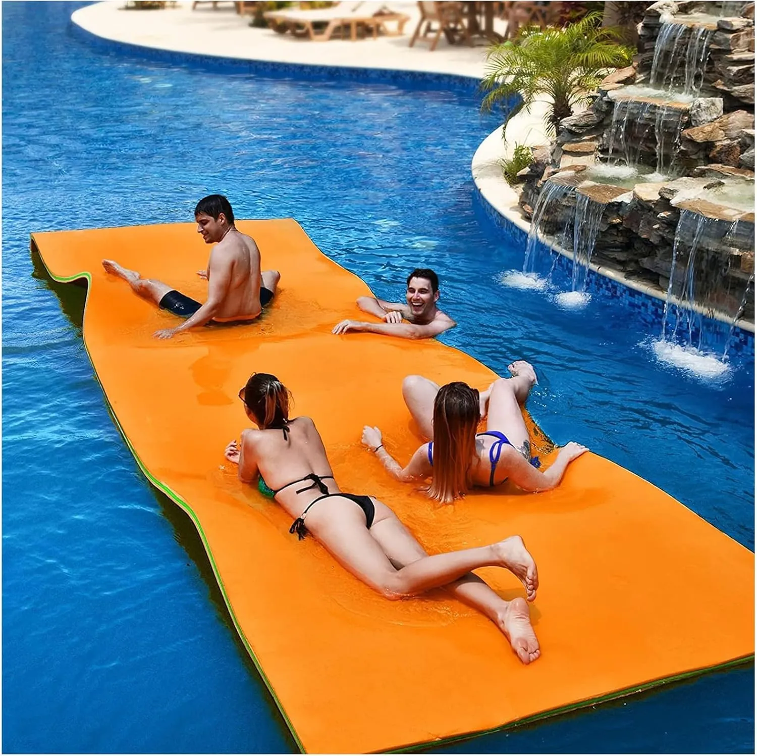 Floating Water Pad Mat,Floating Pad for Lake, Bouncy Tear-Resistant 3-Layer XPE Foam, Roll-Up Floating Island River Rafts for Pool Lake Ocean