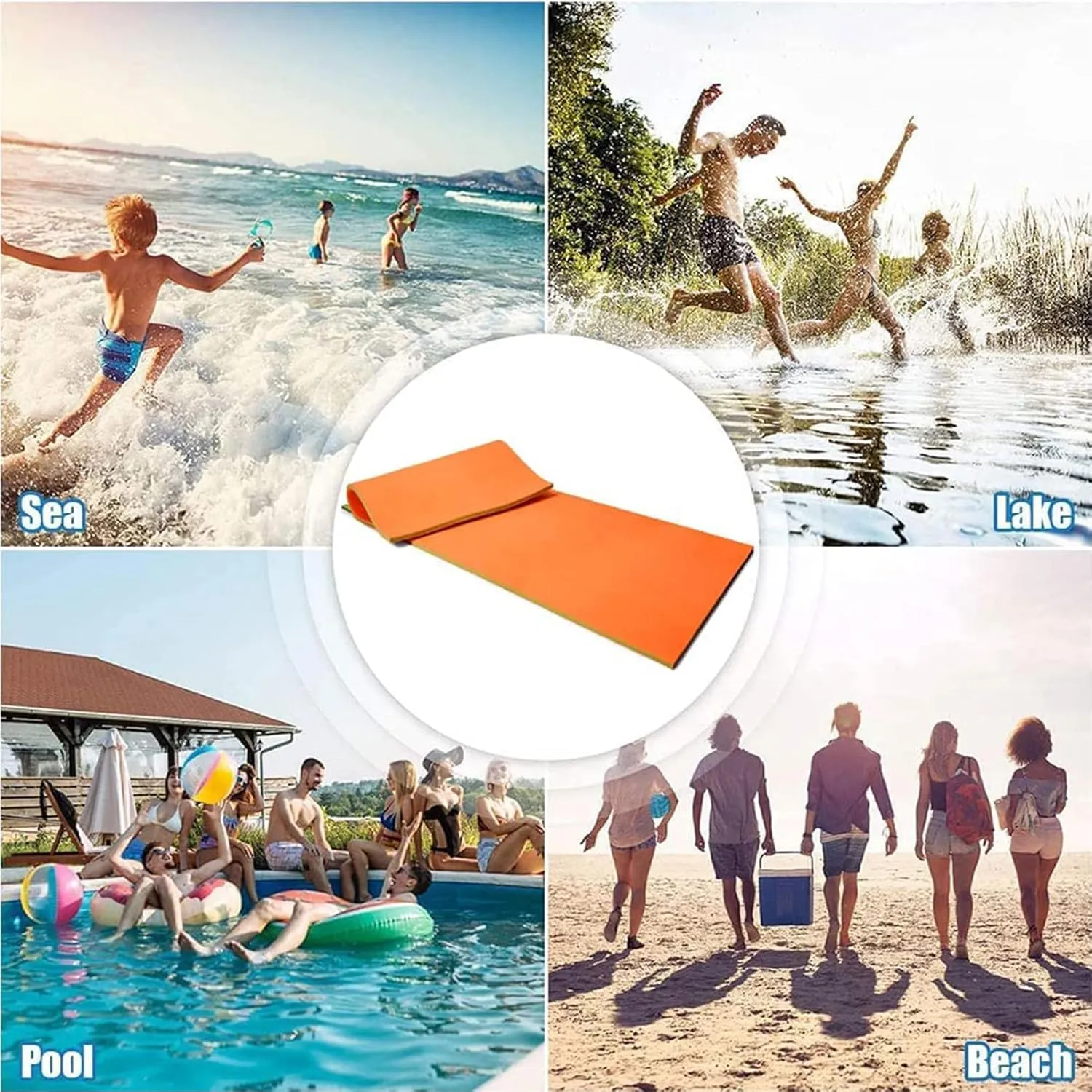 Floating Water Pad Mat,Floating Pad for Lake, Bouncy Tear-Resistant 3-Layer XPE Foam, Roll-Up Floating Island River Rafts for Pool Lake Ocean
